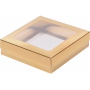 Коробка 200*200*40 мм для клубники в шоколаде, золото.