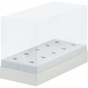 Коробка 240*110*160 мм под кейк-попсы Премиум, белая с пластиковой крышкой.