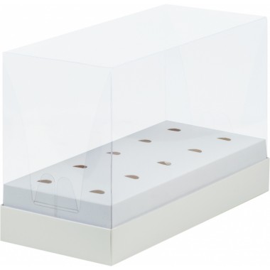 Коробка 240*110*160 мм под кейк-попсы Премиум, белая с пластиковой крышкой.