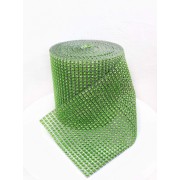 Лента со стразами для декора, высотой 12 см, зелёная, 1 м.