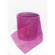 Лента со стразами для декора, высотой 12 см, фуксия, 1 м.