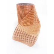 Лента со стразами для декора, высотой 12 см, оранжевая, 1 м.