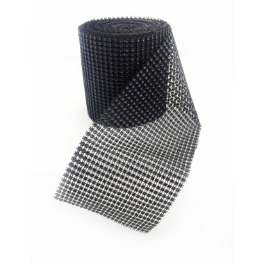 Лента со стразами для декора, высотой 12 см, чёрная, 1 м.