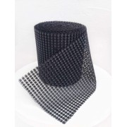 Лента со стразами для декора, высотой 12 см, чёрная, 1 м.