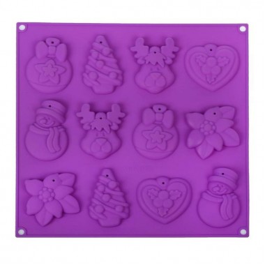Форма для шоколада и выпечки 3D 30×30 см "Ёлочные игрушки", 12 ячеек
