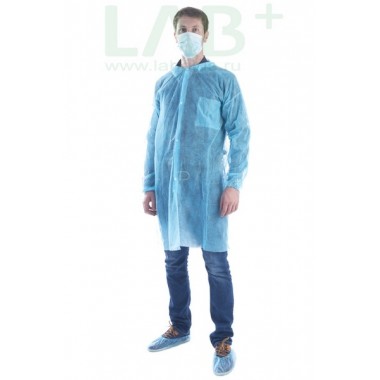 Халат процедурный голубой (рукава на резинках), XL, 20 гр/м2.