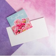 Открытка мини «Поздравляю», нежные пионы, 7 х 7 см