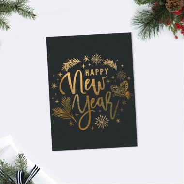 Открытка-комплимент Happy New Year золото, 8 × 6 см, 4419119 Открытка-комплимент Happy New Year золото, 8 × 6 см, 4419119
