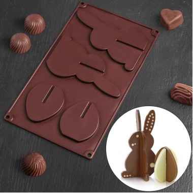Форма для шоколада 3D 29×16,8 см "Пасхальный кролик", 4 ячейки. Форма для шоколада 3D 29×16,8 см "Пасхальный кролик", 4 ячейки.