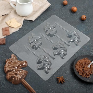 Форма для шоколада «Единорог», 5 ячеек, 24×18,5×1 см.