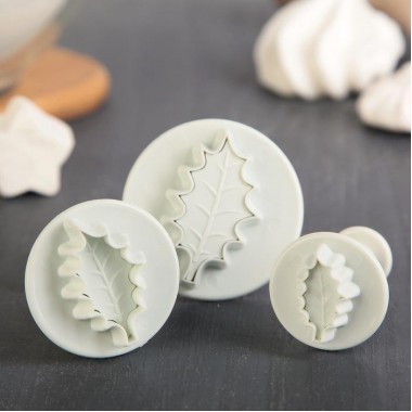 Набор плунжеров кондитерских "Листик", 3 шт, 3,6*2 см, 3*1,7 см, 2*1 см.