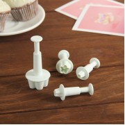 Плунжер с выталкивателем "Яблоневый цвет" 4 шт, (2,2-1,2-0,9-0,6 см)