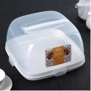 Тортница с защелками и прозрачной крышкой, цвет белый.