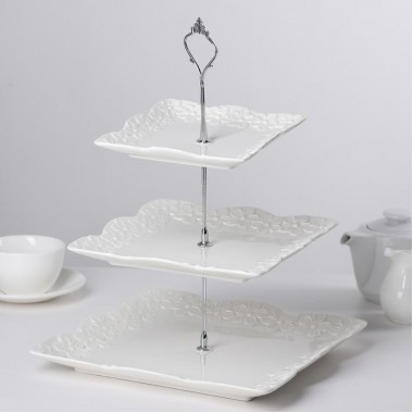 Блюдо 3 яруса 26/21/16 см "Цветок"