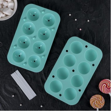 Форма для леденцов и шоколада «Чупик», 19,5×11,7×3,5 см, 8 ячеек (d=3,9 см), 2 части, с палочками, цвет МИКС