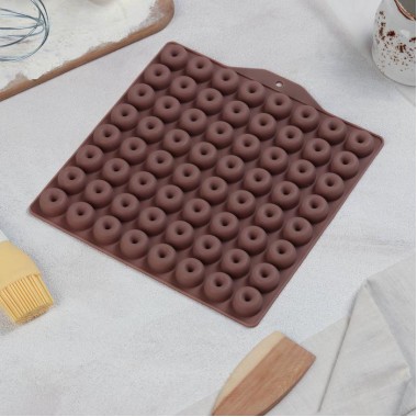 Форма для мармелада «Пончики», 21,5×20 см, 64 ячейки (d=2 см), цвет МИКС.