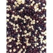 Рисовые шарики 3-5 мм, покрытые белой, темной и молочной шоколадной глазурью, 50 г.