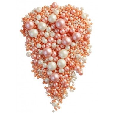 Драже зерновое взорванные зёрна риса "Жемчуг персик/серебро", 50 г №137