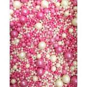 Рисовое драже в кондитерской глазури «Жемчуг», бело/розовый микс, 50 г №109 .