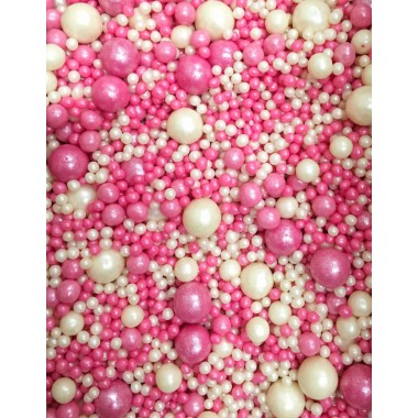 Рисовое драже в кондитерской глазури «Жемчуг», бело/розовый микс, 50 г №109 . Рисовое драже в кондитерской глазури «Жемчуг», бело/розовый микс, 50 г №109 .