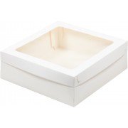 Коробка белая 155*155*60 мм для зефира со съёмной крышкой и окном .