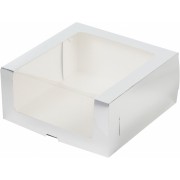 Коробочка под зефир и печенье с окошком 200*200*70 мм, СЕРЕБРО.