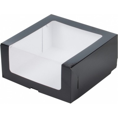 Коробочка под зефир Чёрная 200*200*70 мм, 1 шт