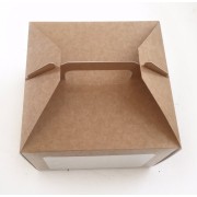 Коробка для тортов, куличей, с ручкой, белый/крафт, 220*220*160 мм
