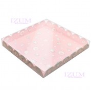 Коробочка для печенья с прозрачной крышкой "Зайчики", 21*21*3 см.