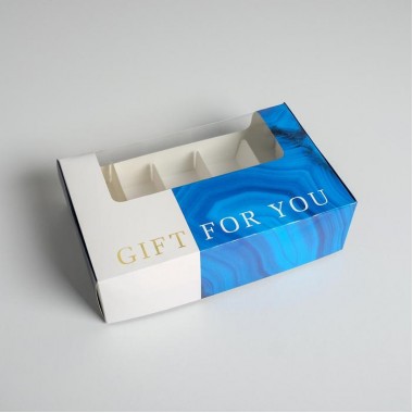 Коробка для эклеров с вкладышами - " For you", 25,2 х 15 х 7 см.
