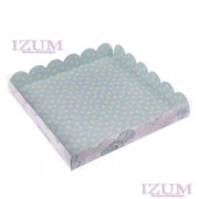 Коробочка 21*21*3 см для печенья "Вкусное печенье" с прозрачной крышкой.