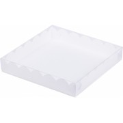 Коробка 200*200*35 мм для печенья и пряников, белая с прозр. крышкой.