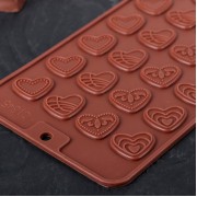 Форма для шоколада «Сердечки», 21×11 см, 24 ячейки, цвет шоколадный