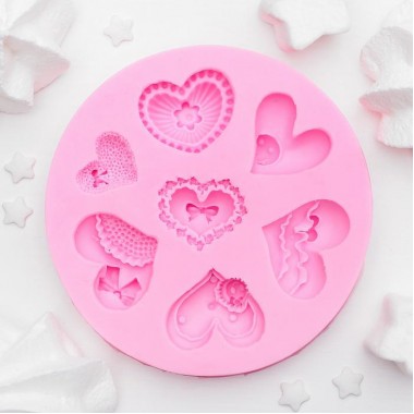 Молд силиконовый 9х1 см "Сердца ажурные"