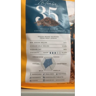 Шоколад молочный Intense 35% (кувертюра) Velichе, Бельгия, 1 кг