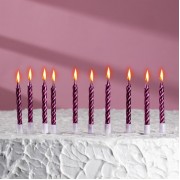 Свечи в торт "Спираль", 10 шт, средние, 7 см, фиолетовый металлик, 2919666.