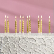 Свечи в торт "Спираль", 10 шт, средние, 5 см, золотой металлик, 2919671