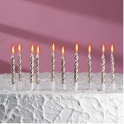 Свечи в торт "Спираль", 10 шт, средние, 5 см, металлик, 2919668.