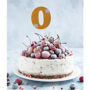 Топпер для торта " 0", золотой.