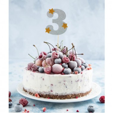 Топпер для торта " 3", серебро.