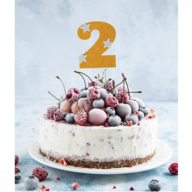 Топпер для торта " 2", золотой.