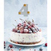 Топпер для торта " 4", серебро.