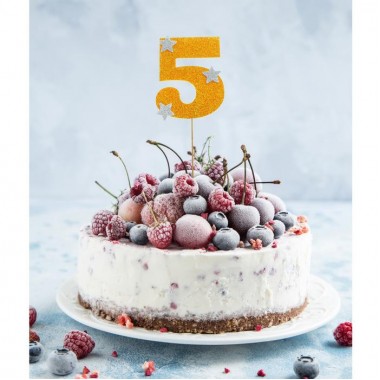 Топпер для торта " 5", золотой. Топпер для торта " 5", золотой.