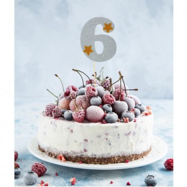 Топпер для торта " 6", серебро Топпер для торта " 6", серебро
