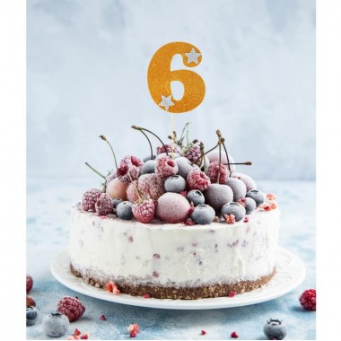 Топпер для торта "6", золотой.