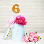 Топпер для торта "6", золотой.
