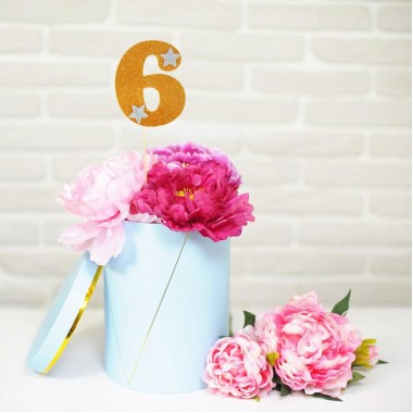 Топпер для торта "6", золотой.