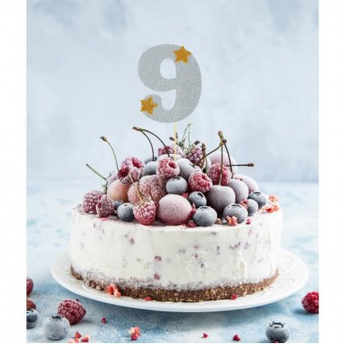 Топпер для торта " 9", серебро. Топпер для торта " 9", серебро.