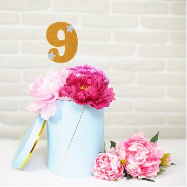 Топпер для торта " 9 ", золотой.