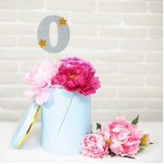 Топпер для торта " 0", серебро.